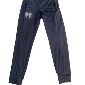 Girls Black Leggings with Rhinestone Bow Accent